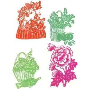  Chekiang China Folk Paper Cuts Flowers & Baskets 