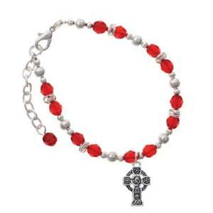   Celtic Cross Red Czech Glass Beaded Charm Bracelet [Jewelry]: Jewelry