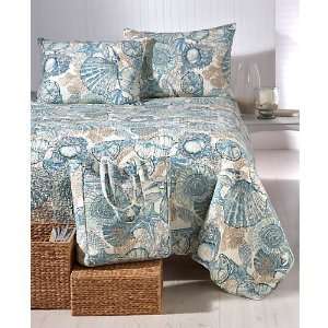  Palm Island Home Full/Queen Quilt & Tote Set MULTI Queen 
