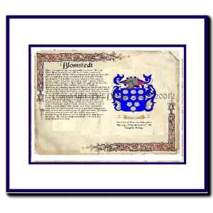  Blomstedt Coat of Arms/ Family History Wood Framed