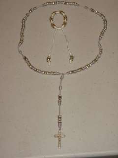 Newest Rare Replica Rosary Crystal Beads Necklace With Jesus Cross 
