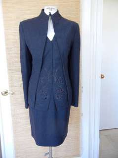 RICHARD TYLER skirt suit superb shaping details 10 / 8  