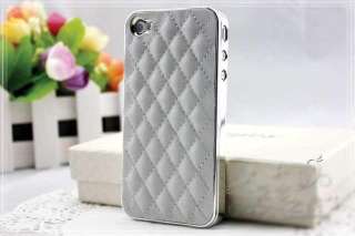 Plating Soft Leather Hard Back Cover Case for Apple iPhone 4 4G 4S 