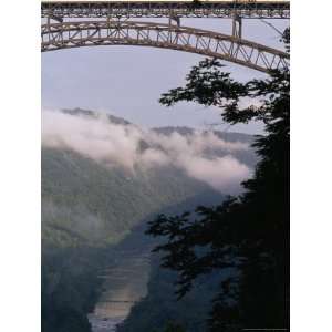  Truck Passing Over the New River Gorge Bridge Stretched 