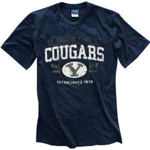  BYU Cougars Navy Router Heathered Tee: Sports & Outdoors