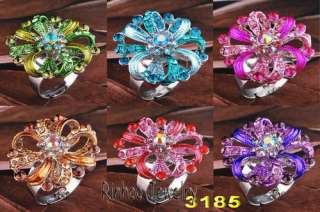 Y31042 mix floral adjustable rings white gold plated 6pcs free  
