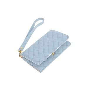 Powder Blue Faux Leather Purse Wallet Case Card Holder for iPhone 4 4G 