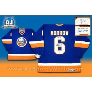  Ken Morrow Autographed Jersey   NY 4 Cups   Autographed 