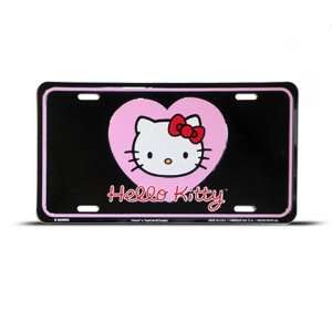  Hello Kitty Cat Pink Black Metal Novelty License Plate 