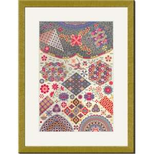  Gold Framed/Matted Print 17x23, Japanese Patterns #1: Home 