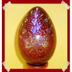  Wooden Russian Lacquer Egg Engraved Golden Flowers: Home 