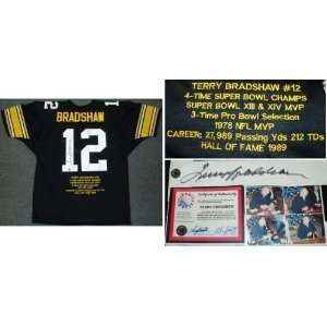 Terry Bradshaw Autographed Embroidered Custom Stat Jersey 