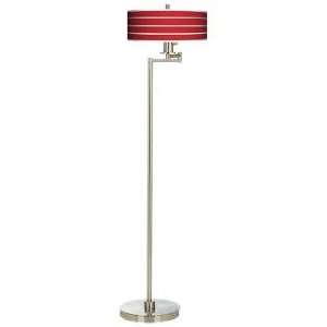 Bold Red Stripe Energy Efficient Swing Arm Floor Lamp 