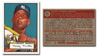 1952 TOPPS MICKEY MANTLE #311 NEW YORK YANKEES RP L@@K!  