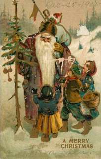 Santa Claus~Purple Robe~Winter Forest~Children Clamor~Toys~Gold 