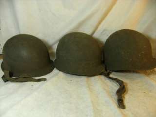 LOT OF 3 VINTAGE MILITARY ARMY OLIVE DRAB STEEL POT METAL COMBAT 