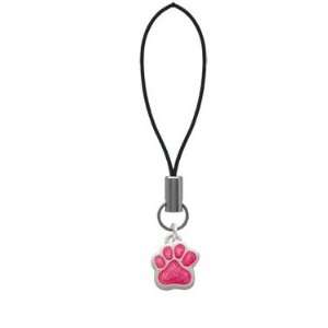  Small Hot Pink Glitter Paw Cell Phone Charm: Arts, Crafts 
