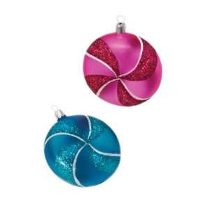  Department 56 Glitterville Peppermint Disk Glass Ornaments 