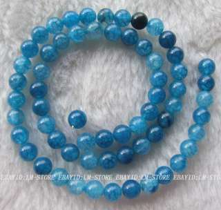 6MM Blue Dragon Veins Agate Round Beads 15  