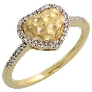 14k Gold Heart Diamond Ring, w/ 0.13 Carat Brilliant Cut Diamonds, 3/8 