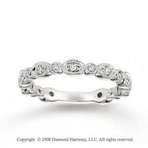    14k White Gold Milgrain 2/5 Carat Diamond Stackable Ring: Jewelry