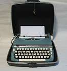 Vintage 60s Smith Corona Super Sterling Typewriter Blue with Case and 