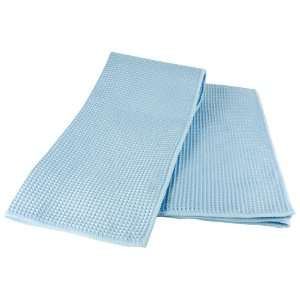 MU Kitchen Sky Blue Microfiber Waffle Dish Towels 17 x 25 Inches Set 