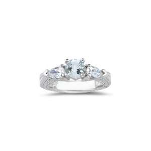  0.80 Ct Diamond & 0.89 Ct Sky Blue Topaz Ring in 18K White 