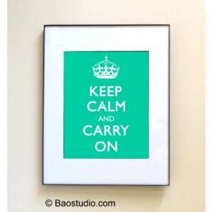 Keep Calm and Carry on (Jade/white)   Framed Pop Art By Jbao (Signed 