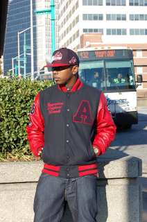 Imperious Mens A Varsity Jacket Navy Red Faux Leather Coat Winter sz 