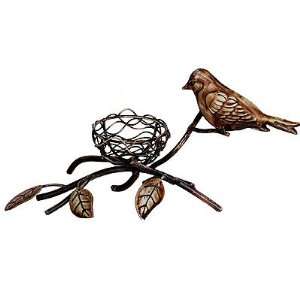  Metal Tree Branch Bird & Nest Candle Holder 8H