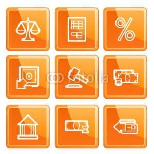   Decals   Orange Senso Finance Icons Set. Vector.   Removable Graphic
