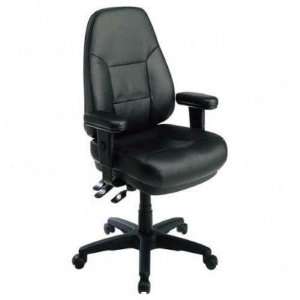  High Back Chair, Leather, 27 1/4x27 1/2x49, Black 