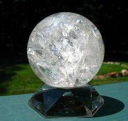 Shimmering Quartz Crystal Ball / Sphere w Rainbows  