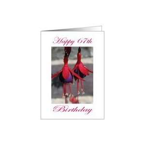  Happy 67th Birthday Purple and Red Flower Card: Toys 
