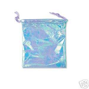 Blue Iridescent Satin Jewelry Gift Pouch~String Bag  