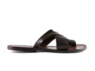 Mens thongs slades in leather Handmade in Italy with leather sole Man 