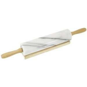 Horwood Polished White Marble 47Cm Rolling Pin With Wooden 