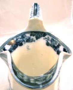   and Sons Blue and White Jeddo Ironstone Pitcher Transferware Flow