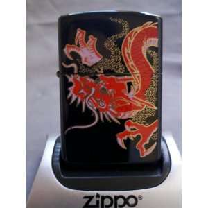  ** JAPANESE KING DRAGON ART REAL RED MAKIE PAINTING ZIPPO 