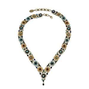 Majestic Necklace designed by Michal Negrin with Floral Pattern, Brass 
