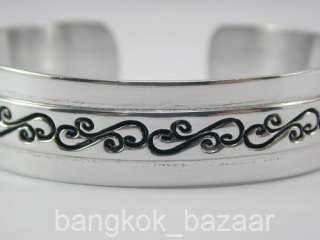 Handsome aluminum Thai Cuff Bracelet LOOKS LIKE SILVER  