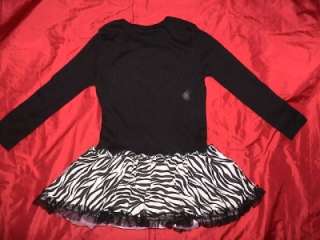 Beautees girls zebra black pink ruffle tutu skirt dress tunic 
