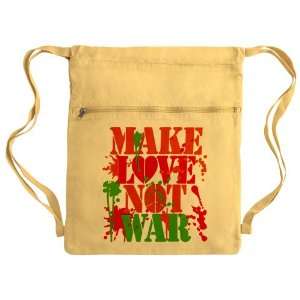  Messenger Bag Sack Pack Yellow Make Love Not War Peace 