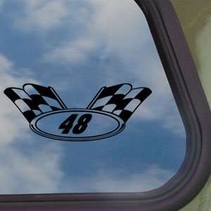 JIMMIE JOHNSON # 48 CHECKERD FLAG Black Decal NASCAR Sticker:  