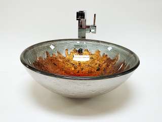 Hand Painted Tempered Glass Bathroom Designer Vessel Sink Basin Bowl 