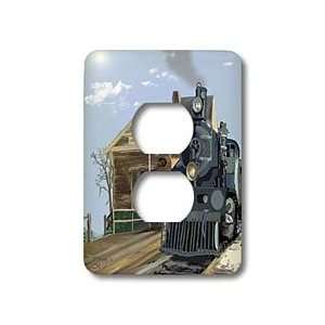   steam locomotive at a vintage rail station.   Light Switch Covers   2