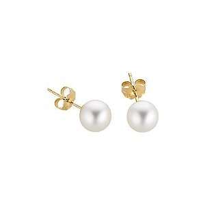   Cultured Freshwater Pearl Stud Earrings in 14K Yellow Gold: Jewelry