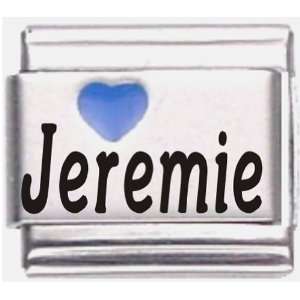  Jeremie Dark Blue Heart Laser Name Italian Charm Link 