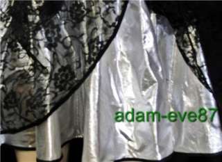 SILVER Lamme` fabric covered with beautiful BLACK lace over it.